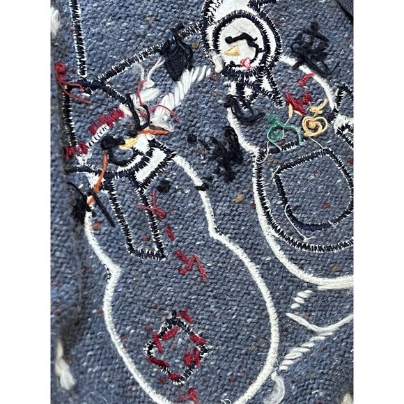 Victoria Jones Women Snowman Sweater Vest Holiday Christmas Full Zip Collar S - Picture 11 of 12